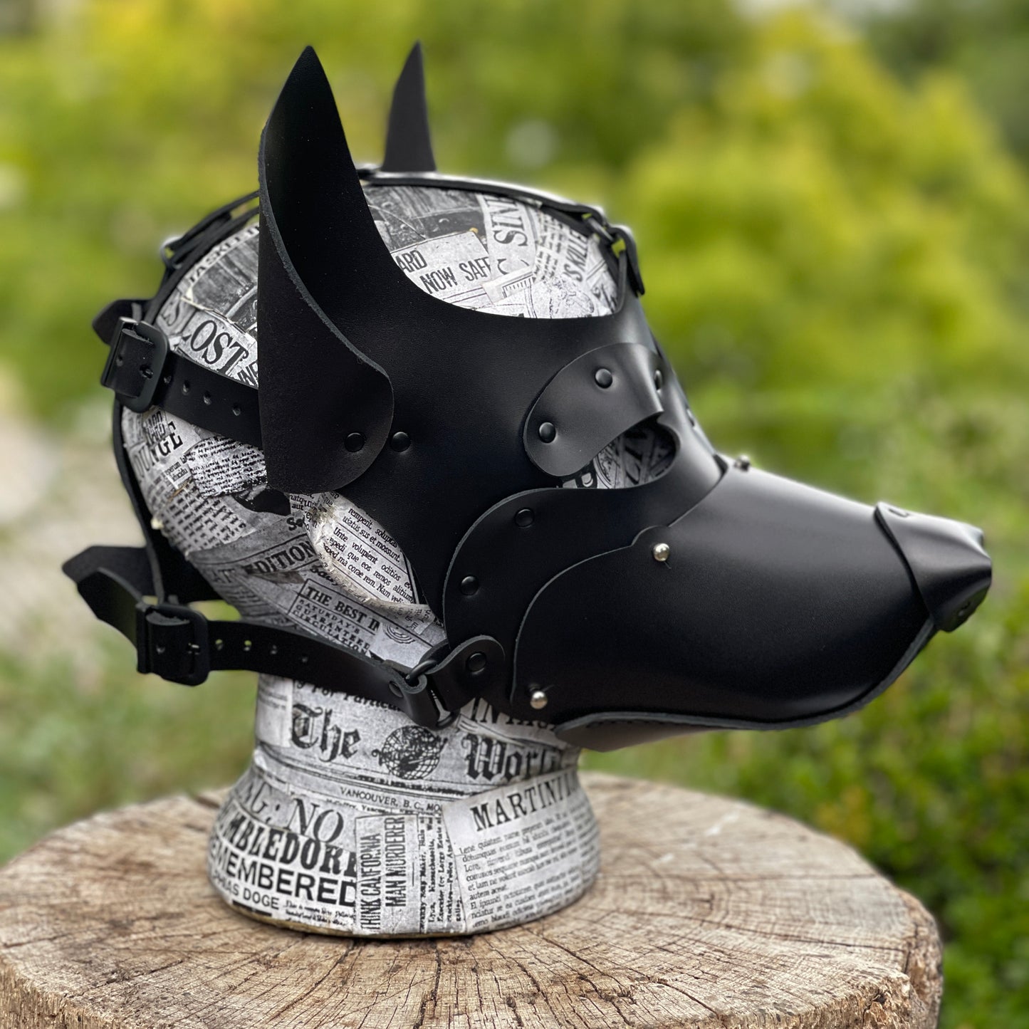 Leather Dog mask with removable muzzle