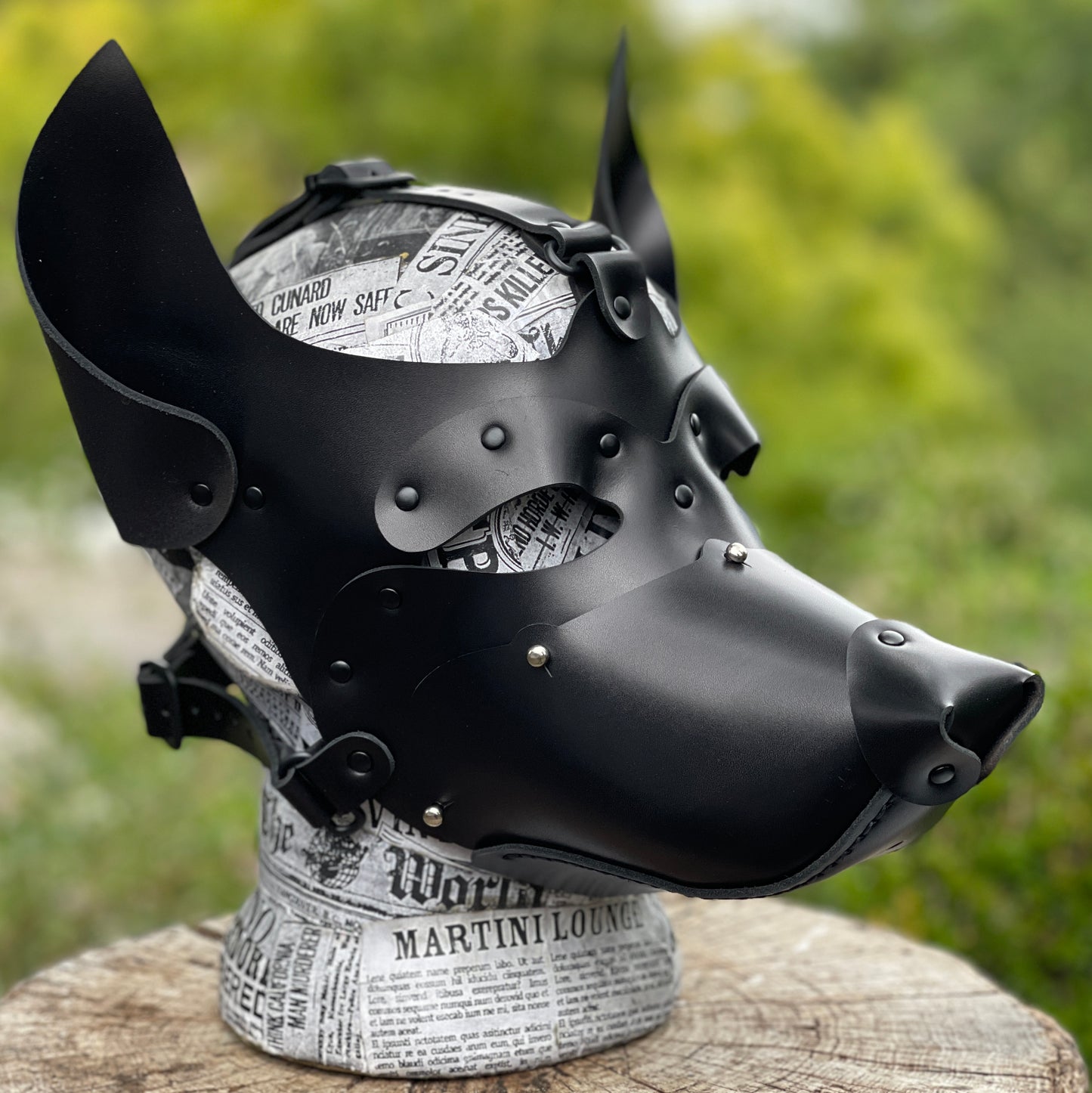 Leather Dog mask with removable muzzle