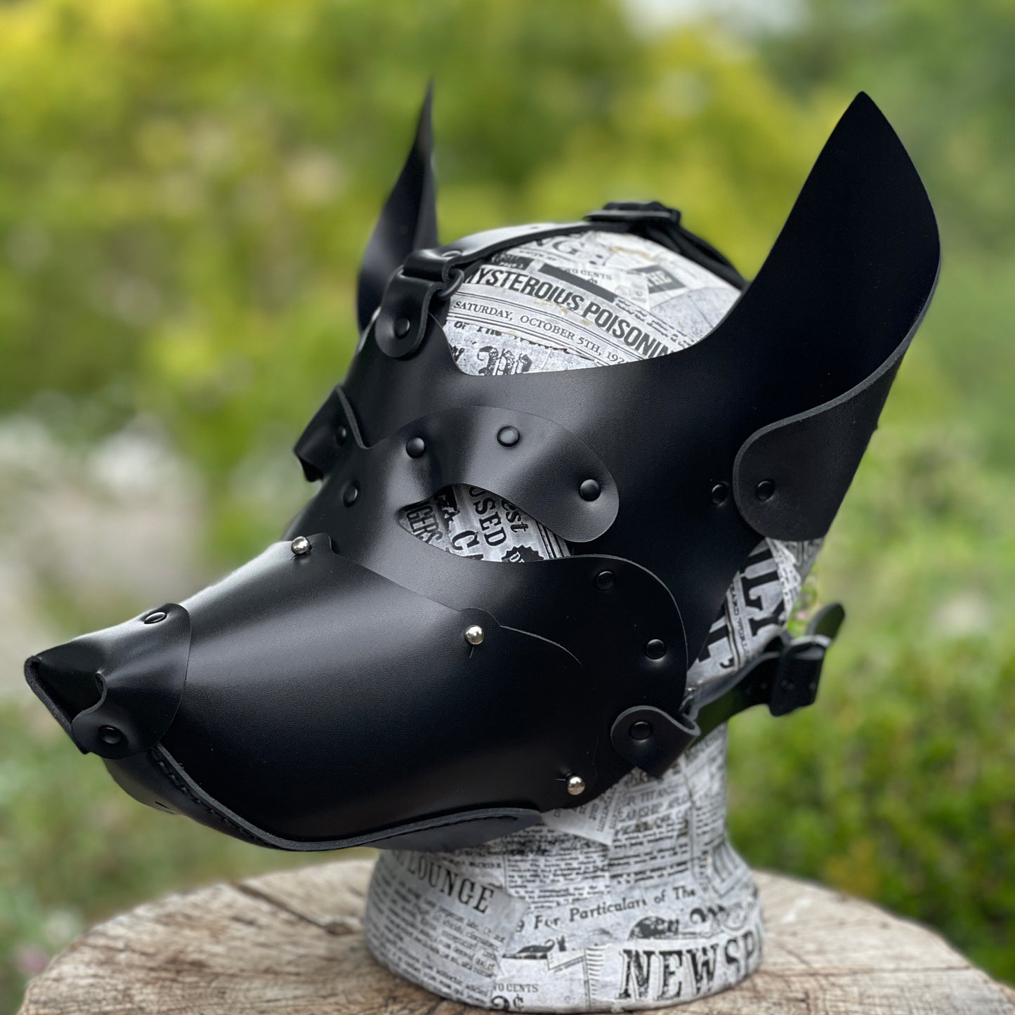Leather Dog mask with removable muzzle