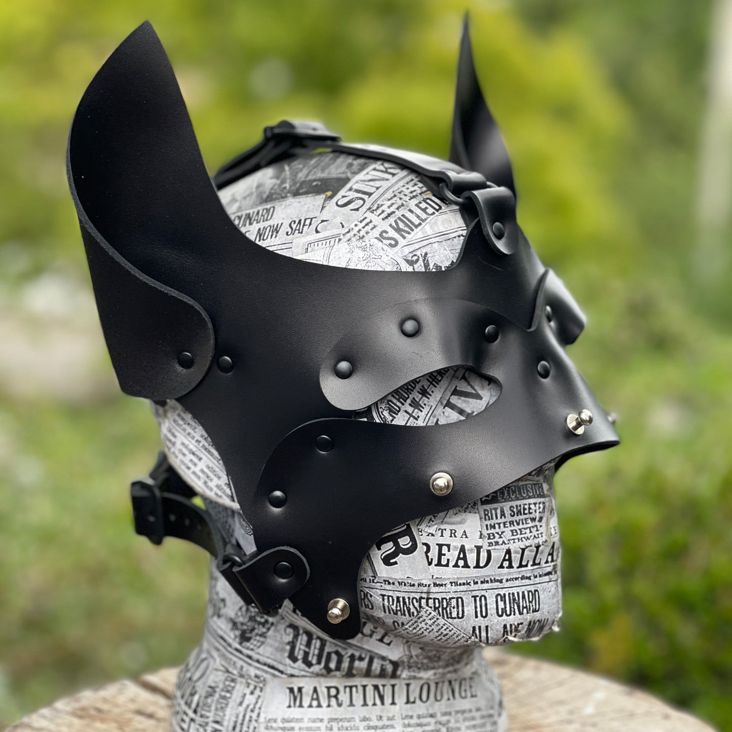 Leather Dog mask with removable muzzle