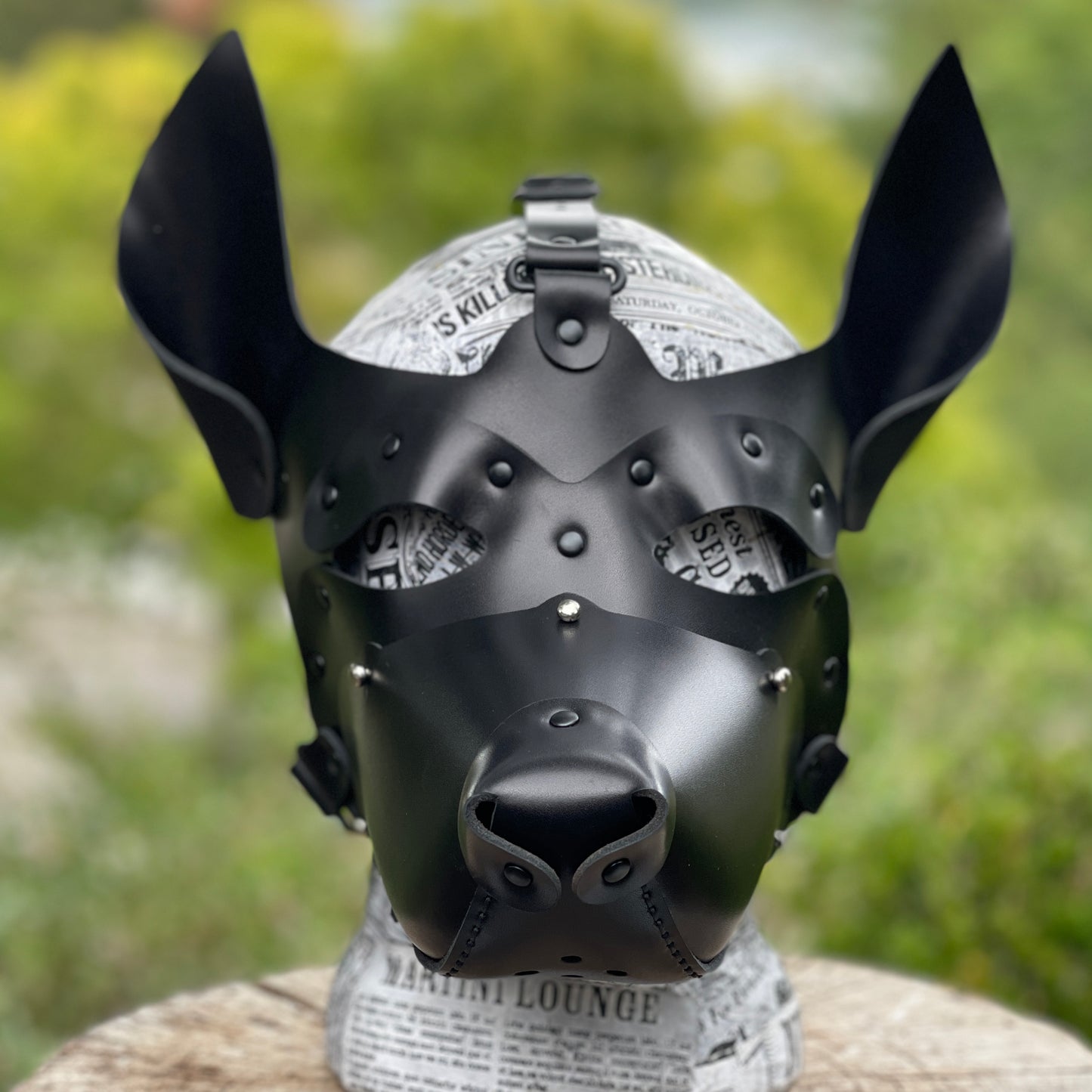 Leather Dog mask with removable muzzle
