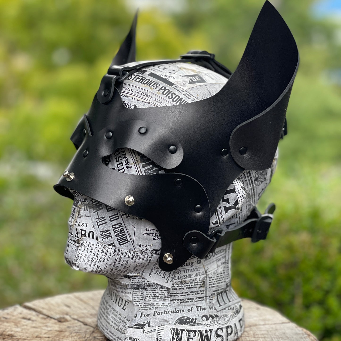 Leather Dog mask with removable muzzle